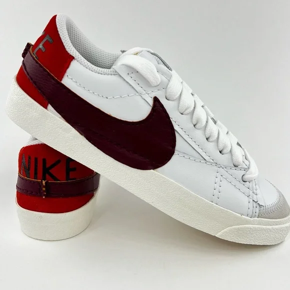 Nike Blazer Low 77 Jumbo Swoosh Women's Sneakers Shoes White Red DQ1470-104 - Picture 2 of 10